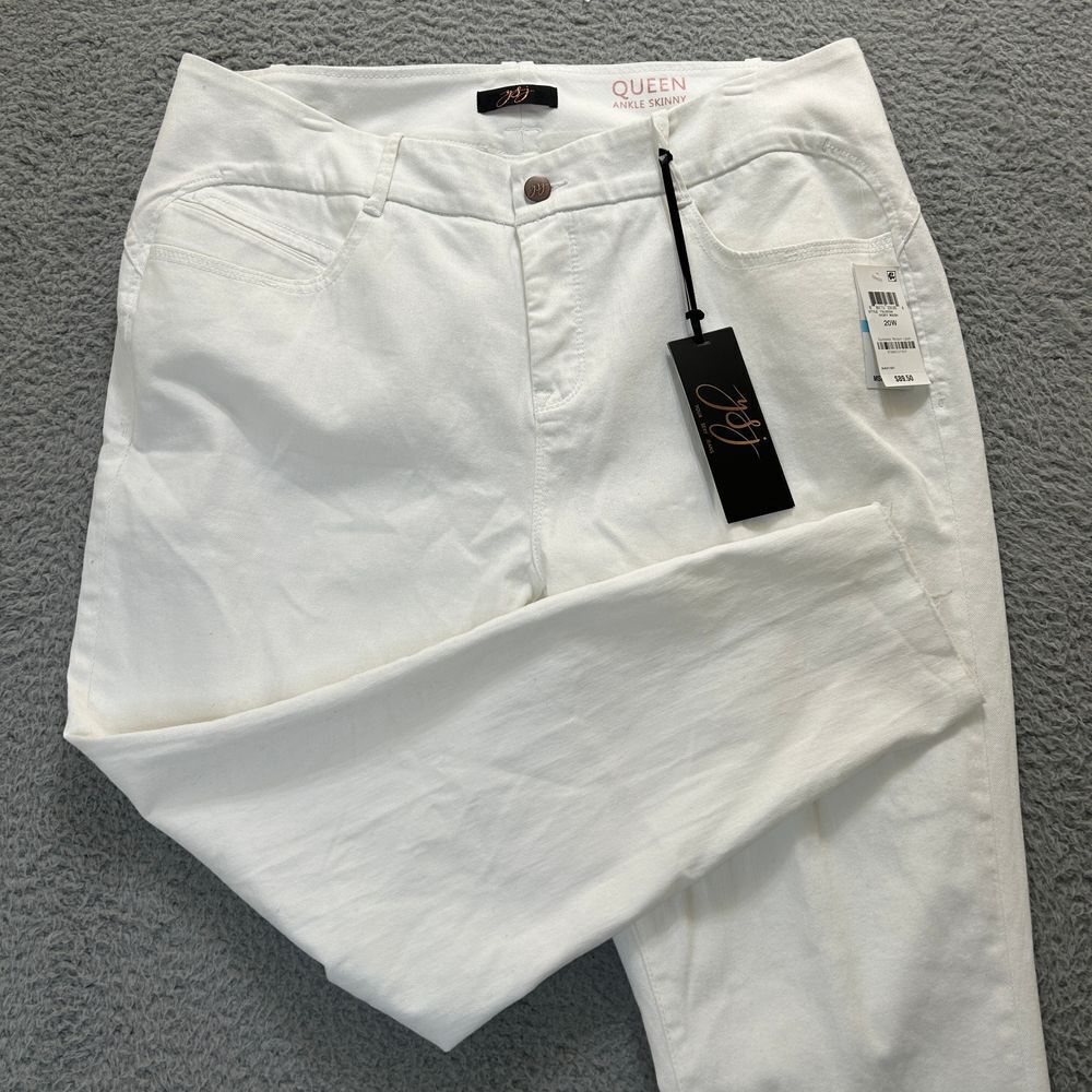 YSJ Jeans Womens 20W Ivory‎ Queen Ankle Skinny Denim Raw Hem Stretch